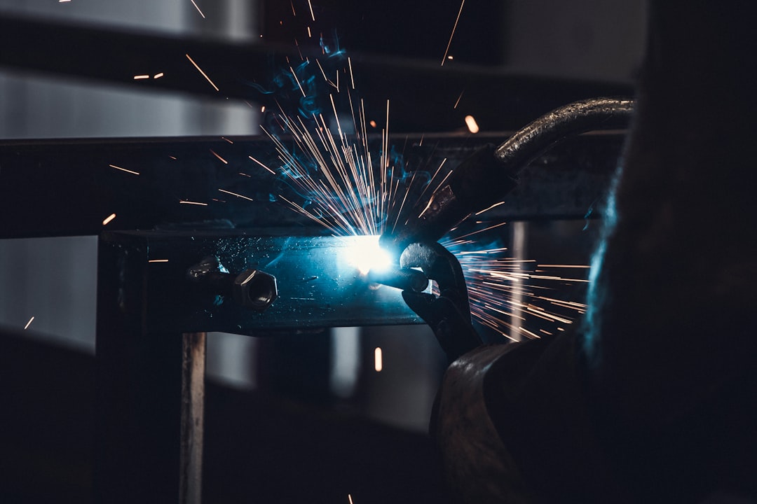 Robotic welding station creating metal furniture frames